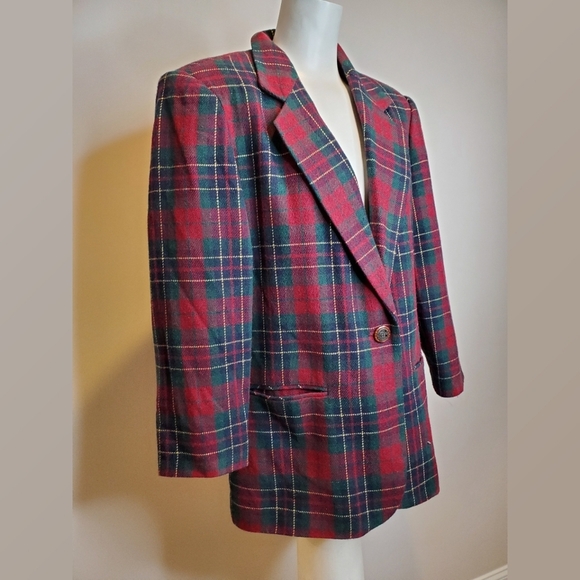 Sag Harbor Plaid Christmas Blazer Wool Blend - Picture 1 of 6